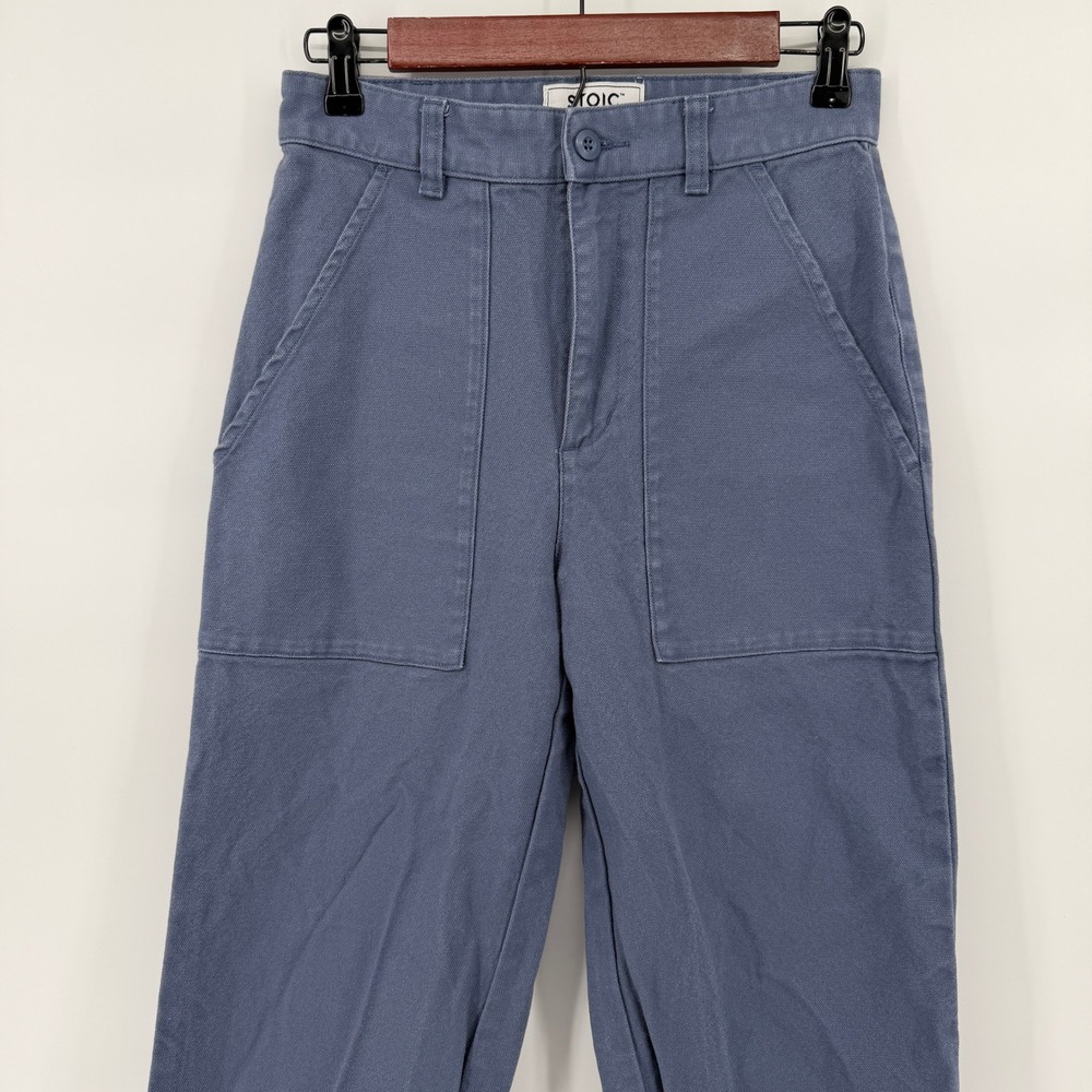 Stoic Canvas Utility Pants Womens 4 Slate Blue High Rise Straight Leg Workwear - Picture 3 of 14